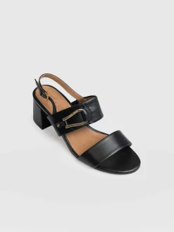 Maida Block Heeled Mules - Black