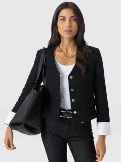 Margot V Neck Jacket - Black