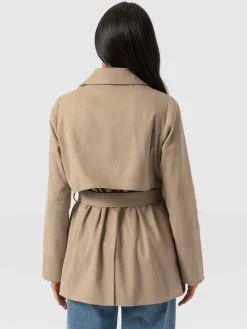 Marion Double Breasted Short Trench - Beige