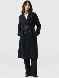 Marion Double Breasted Trench - Black