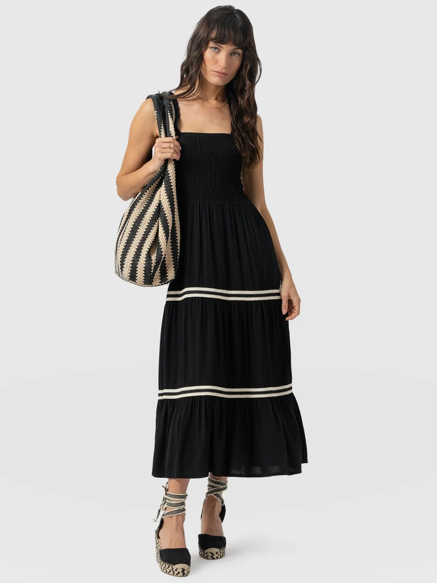 Maya Shirring Dress - Black