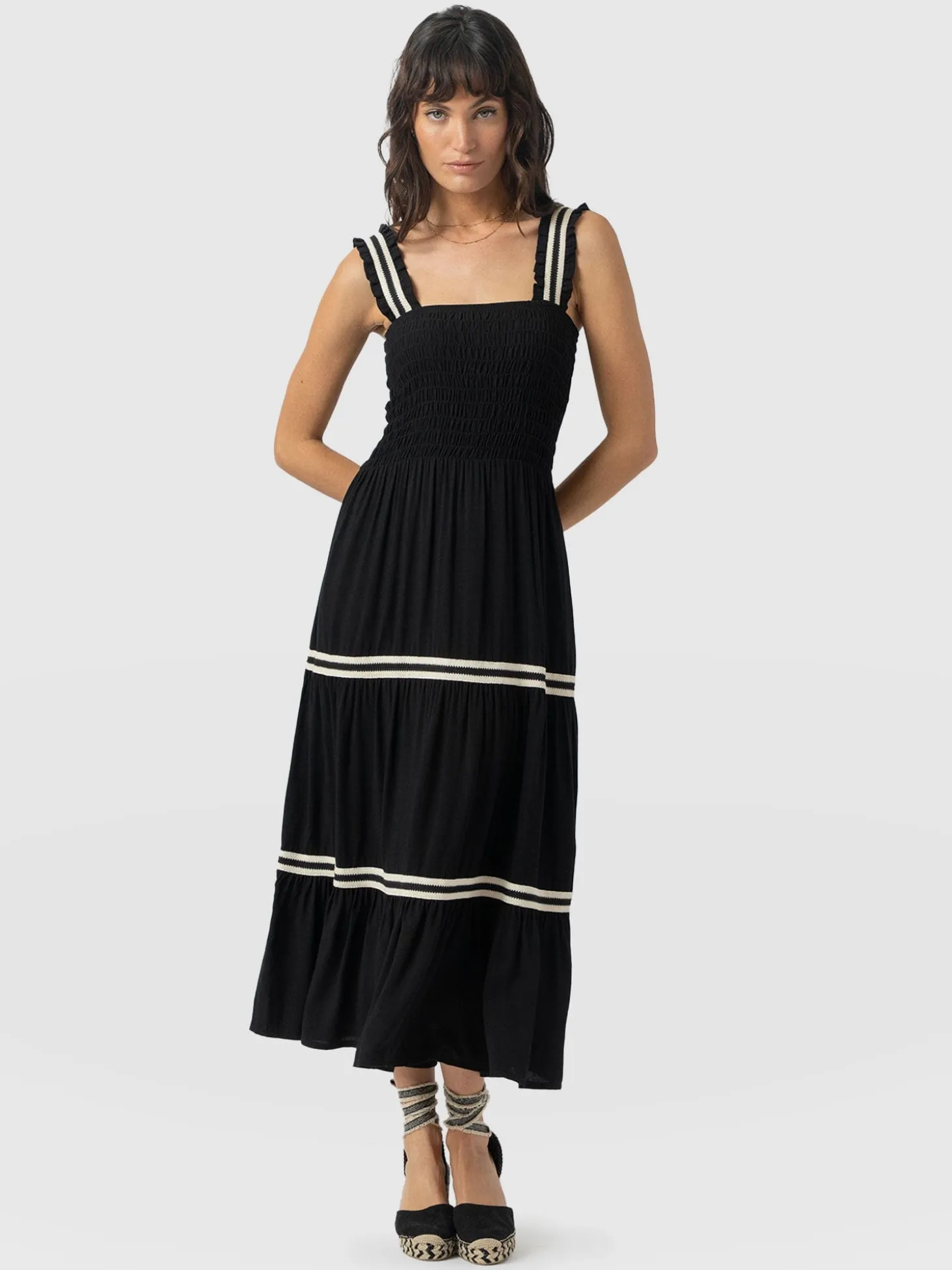 Maya Shirring Dress - Black