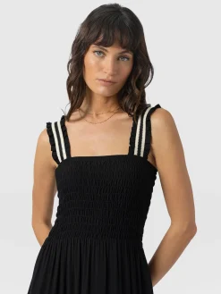 Maya Shirring Dress - Black