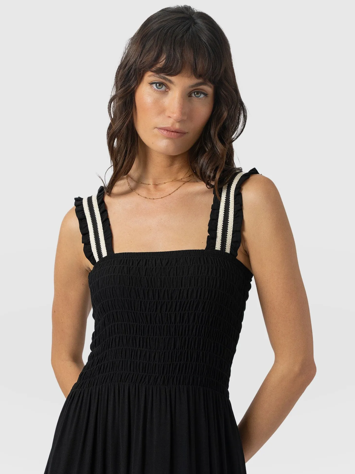 Maya Shirring Dress - Black