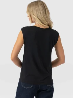 Mia Asymmetric Tee - Black