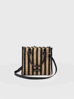 Mia Mini Tote Bag - Black Raffia
