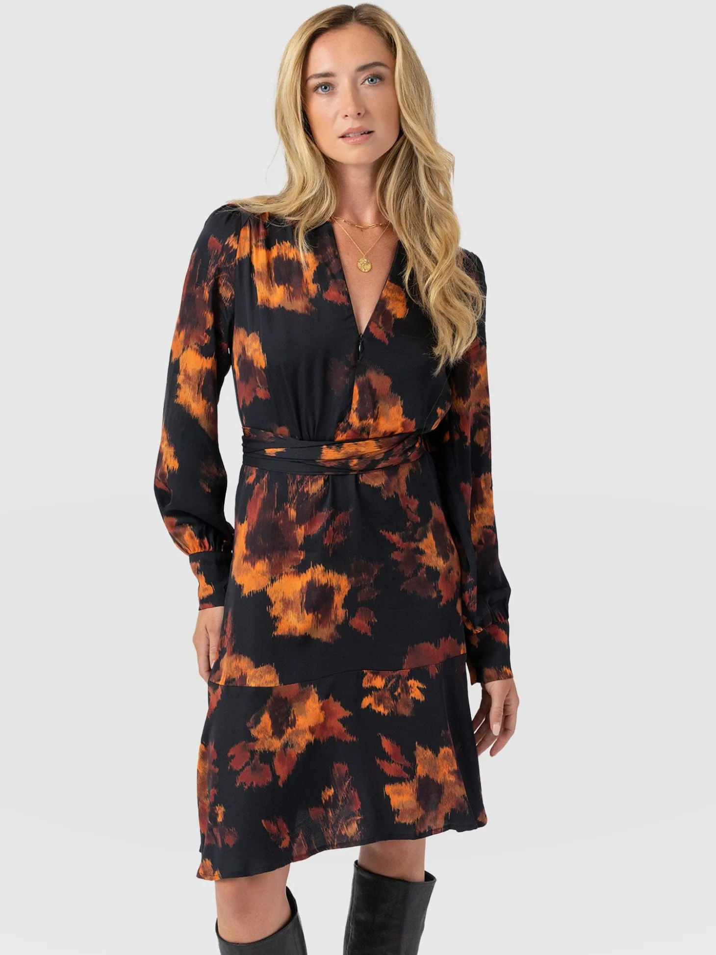 Mini Adaline Zip Up Dress - Autumn Floral