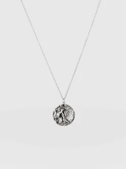 Molten Disc Charm Necklace - Silver