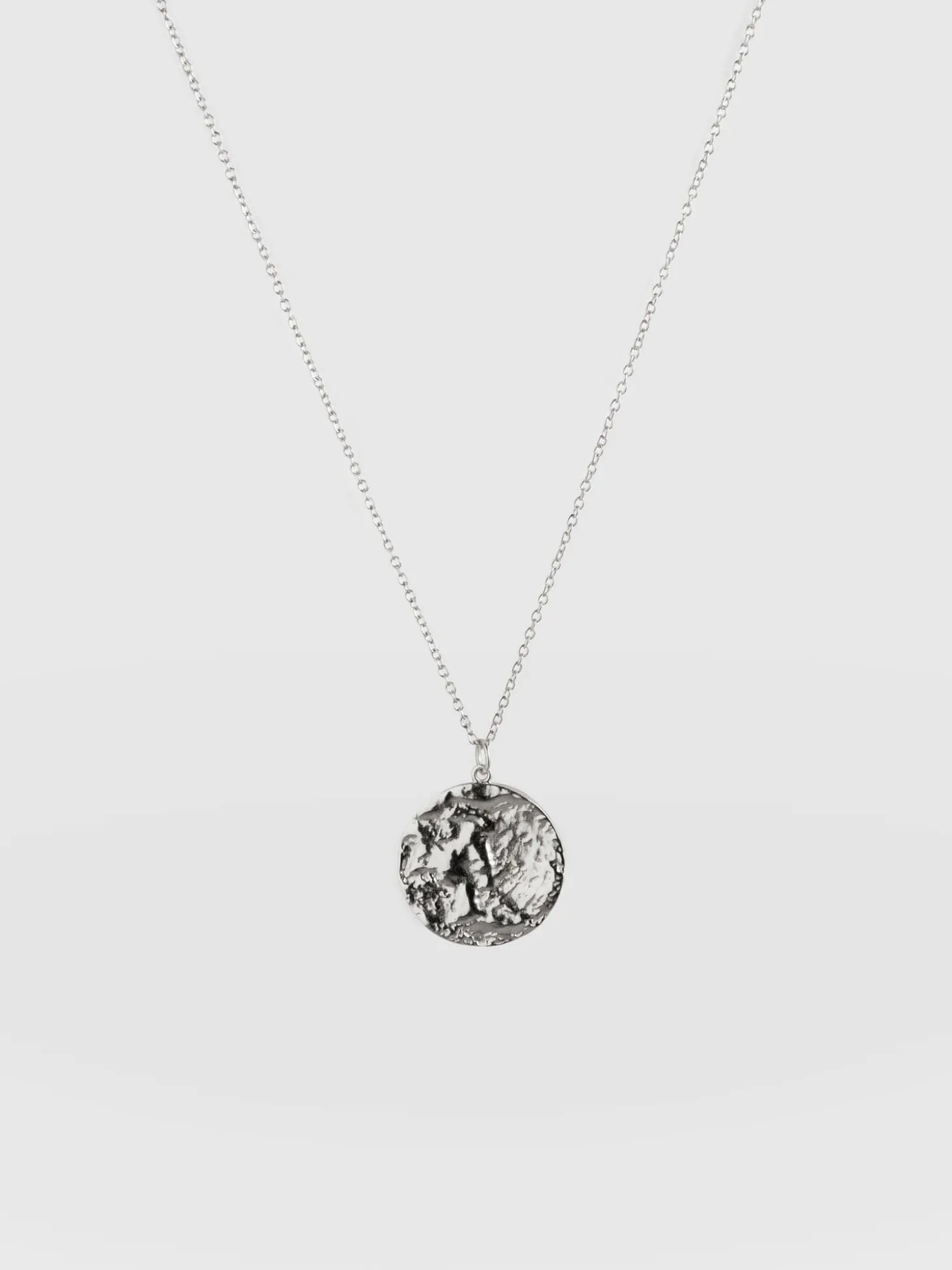 Molten Disc Charm Necklace - Silver