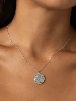 Molten Disc Charm Necklace - Silver