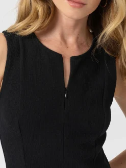Orla Sleeveless Midi Dress - Black Textured