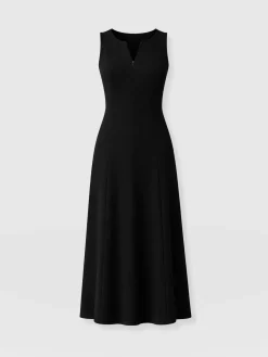 Orla Sleeveless Midi Dress - Black Textured