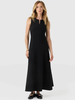 Orla Sleeveless Midi Dress - Black Textured