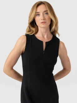 Orla Sleeveless Midi Dress - Black Textured