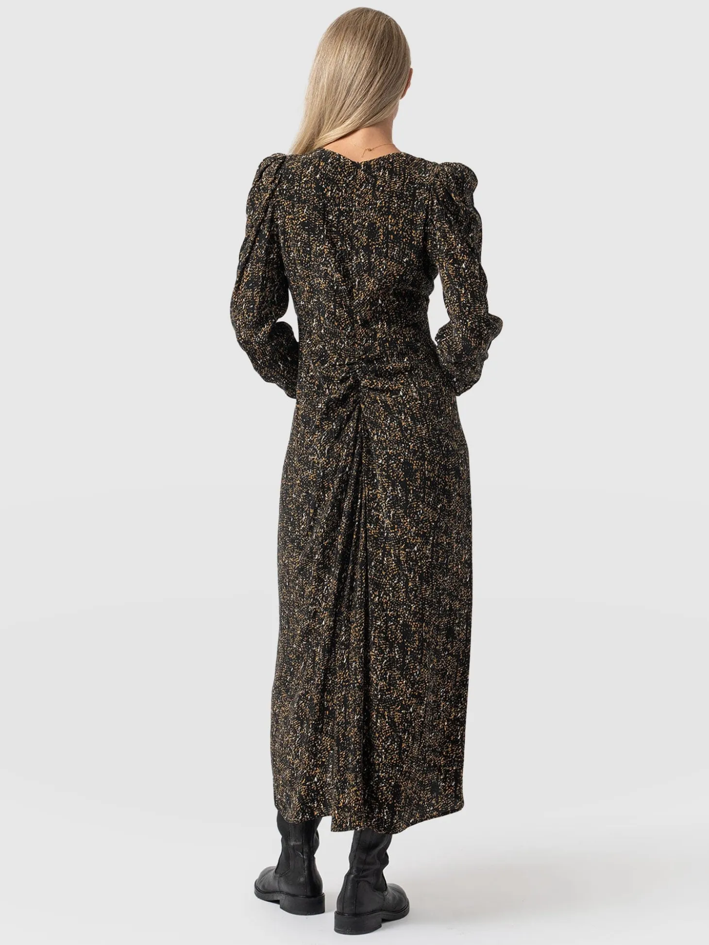 Paloma Ruched Dress - Ditsy Leopard