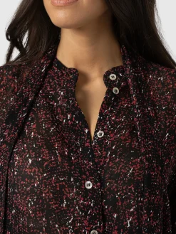 Paxton Pussybow Blouse - Red Ditsy Leopard
