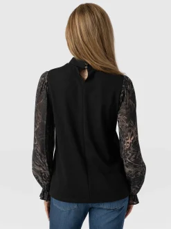 Penny Puff Sleeve Long Sleeve Top - Spot Feather