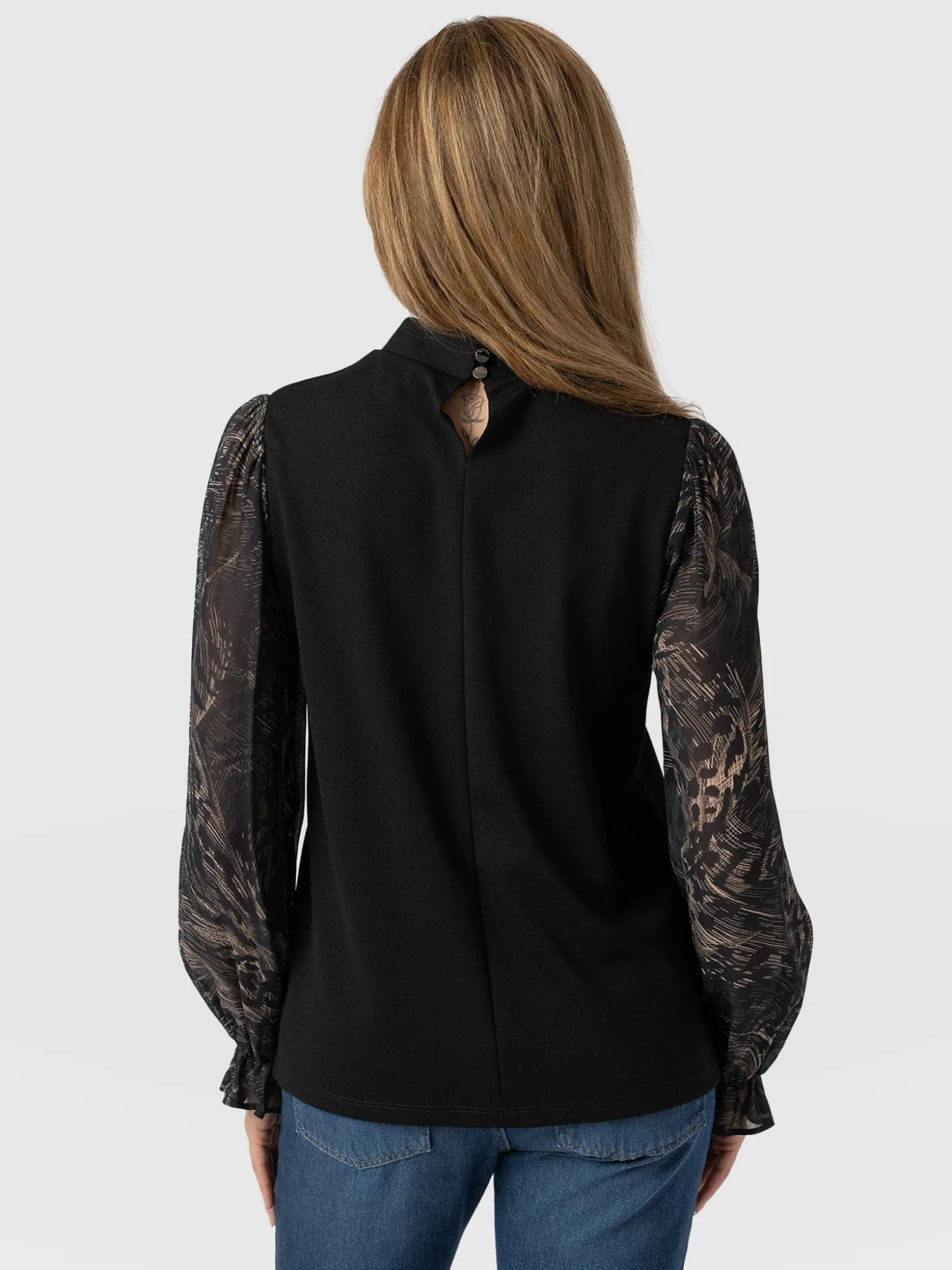 Penny Puff Sleeve Long Sleeve Top - Spot Feather