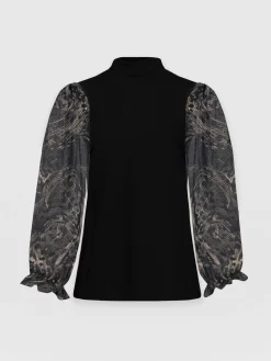 Penny Puff Sleeve Long Sleeve Top - Spot Feather