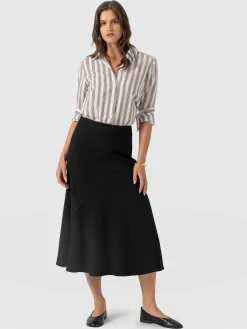 Piper Panelled Skirt - Black Boucle