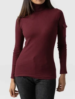 Pocket Turtle Neck - Burgundy