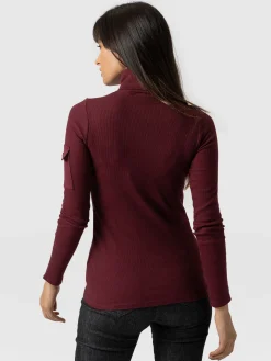 Pocket Turtle Neck - Burgundy