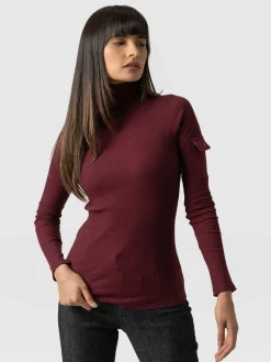 Pocket Turtle Neck - Burgundy