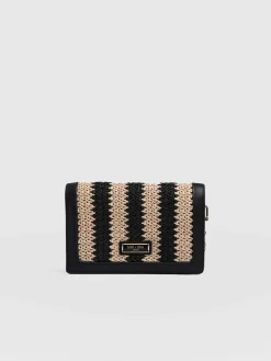 Primrose Wallet on Chain - Beige/Black Raffia
