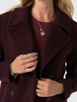 Quinn Pea Coat - Maroon