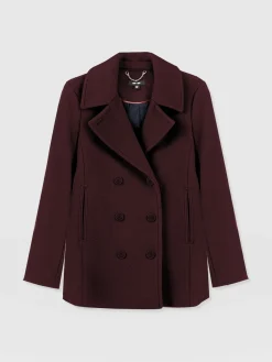 Quinn Pea Coat - Maroon