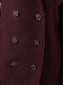 Quinn Pea Coat - Maroon