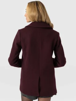 Quinn Pea Coat - Maroon