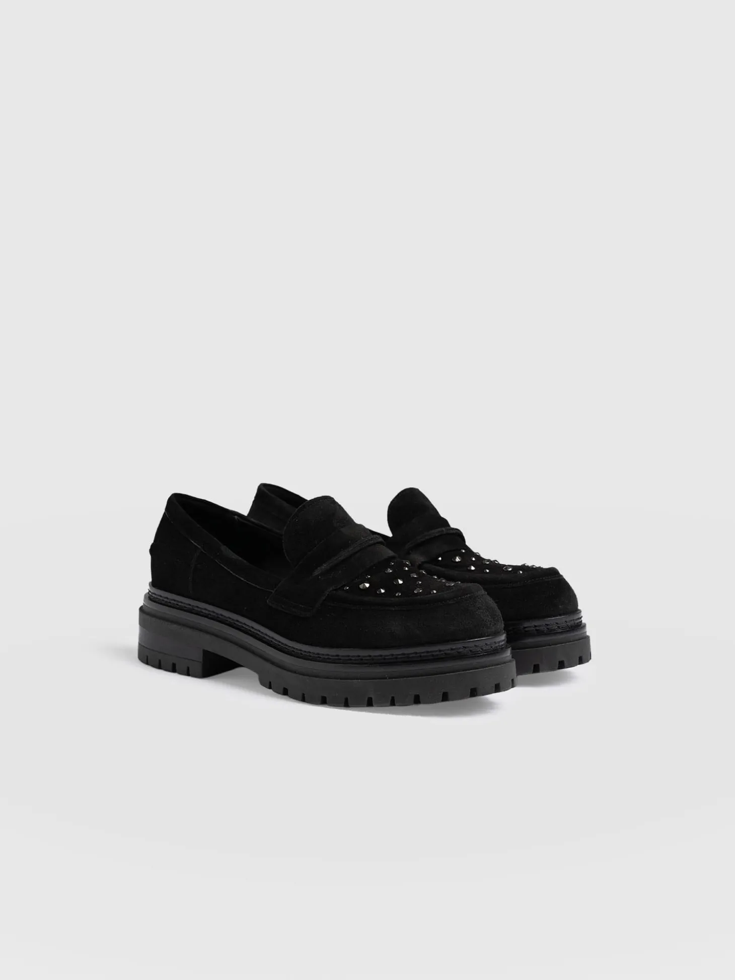 Raine Studded Loafer - Black Suede