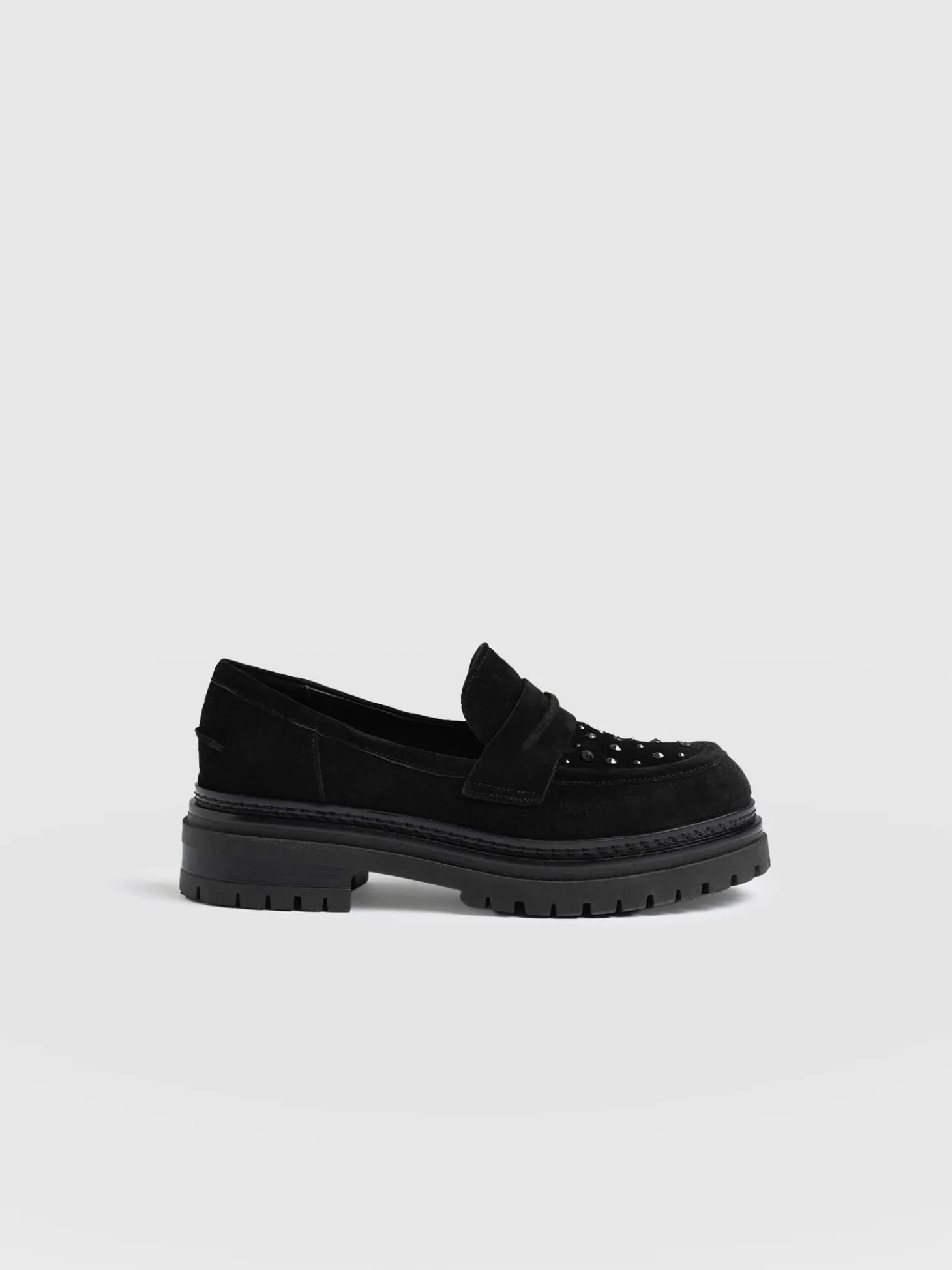 Raine Studded Loafer - Black Suede