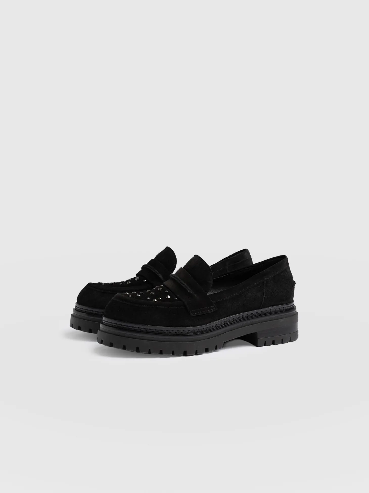 Raine Studded Loafer - Black Suede