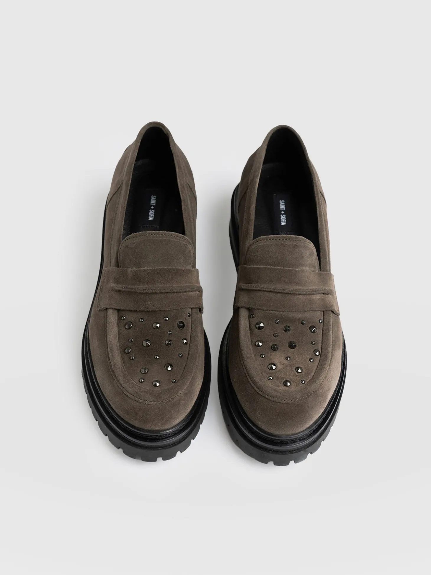 Raine Studded Loafer - Taupe Suede