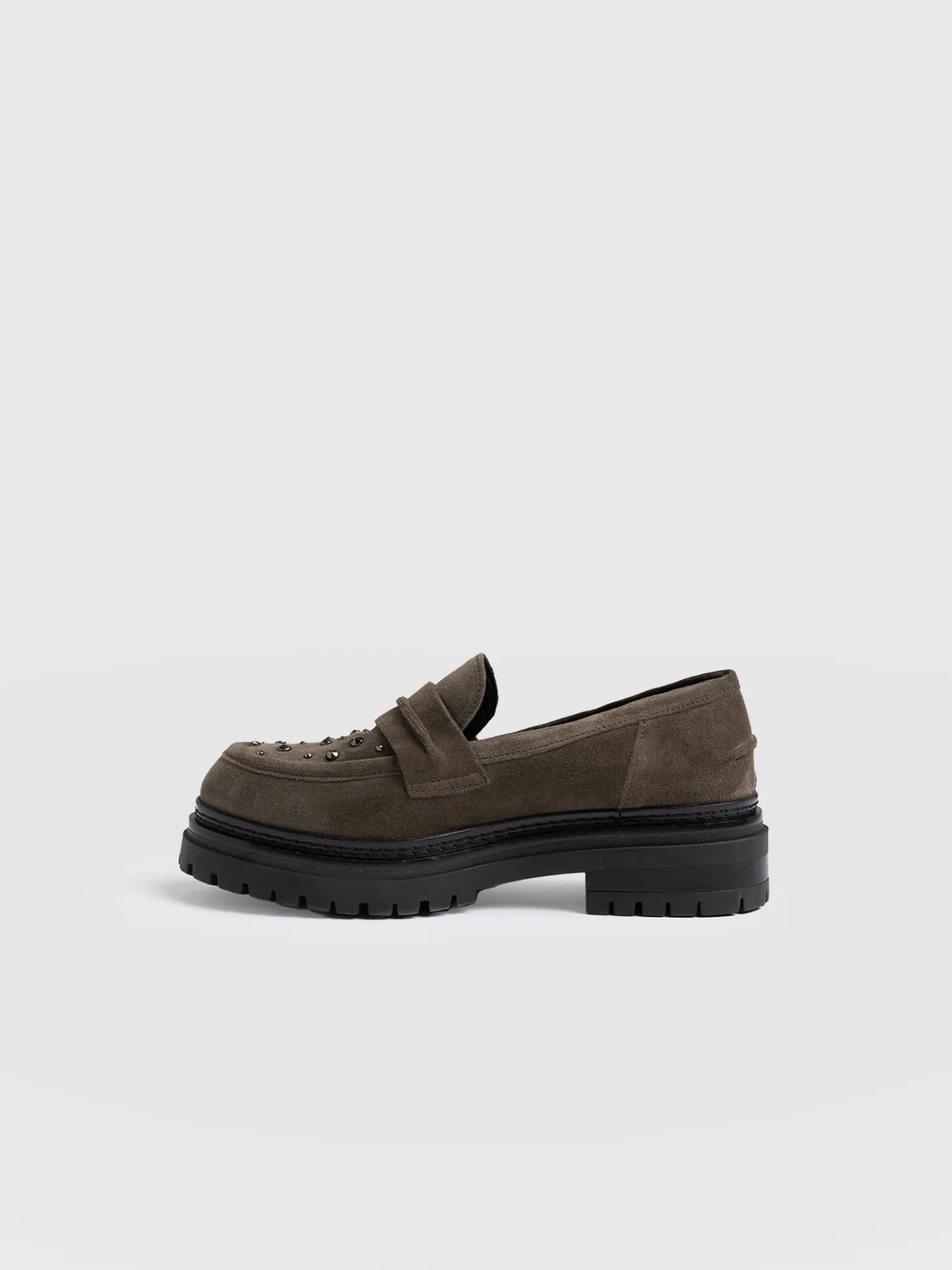 Raine Studded Loafer - Taupe Suede