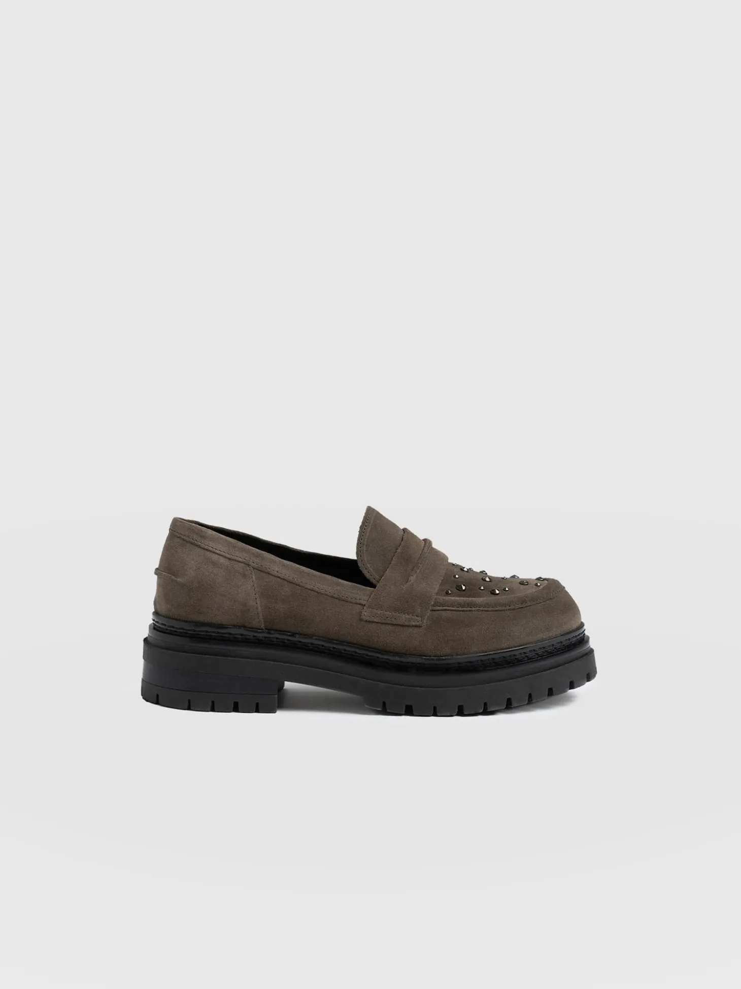 Raine Studded Loafer - Taupe Suede