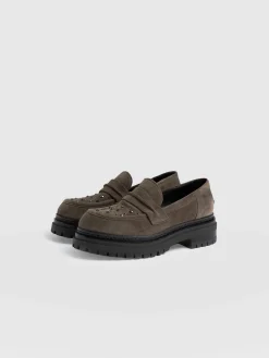 Raine Studded Loafer - Taupe Suede