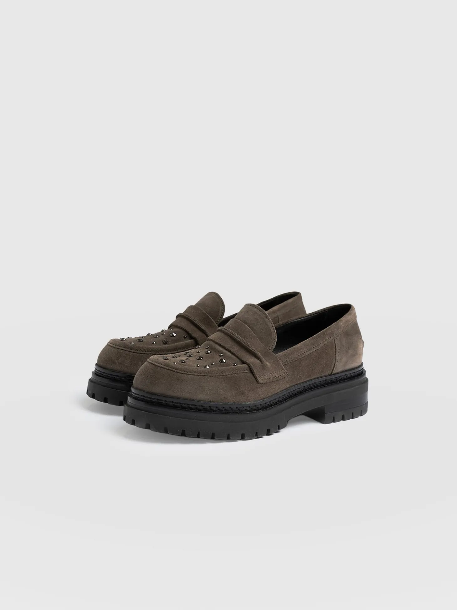 Raine Studded Loafer - Taupe Suede