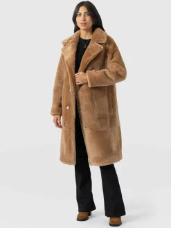 Ramone Shearling Reversible Coat - Brown