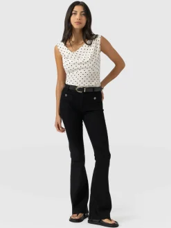Raye Cowl Cami - Cream Polka Dot
