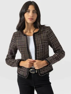 Rayner Jacket - Black/Burgundy/Gold Boucle