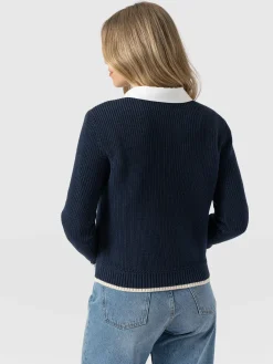 Remy Crop Sweater - Navy