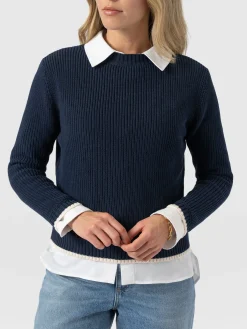 Remy Crop Sweater - Navy