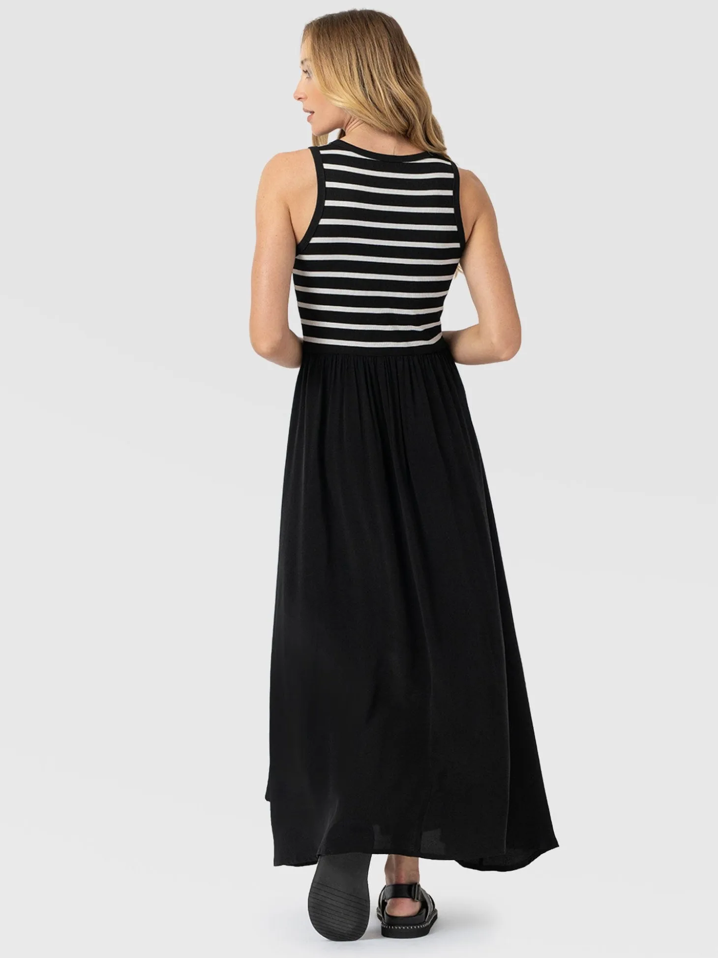 Renee Contrast Dress - Black & White Stripe