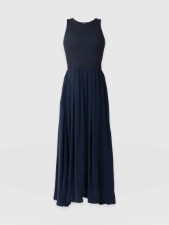 Renee Contrast Dress - Navy