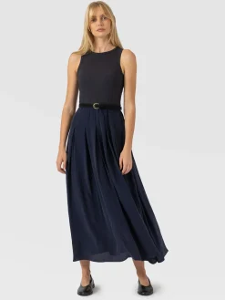 Renee Contrast Dress - Navy