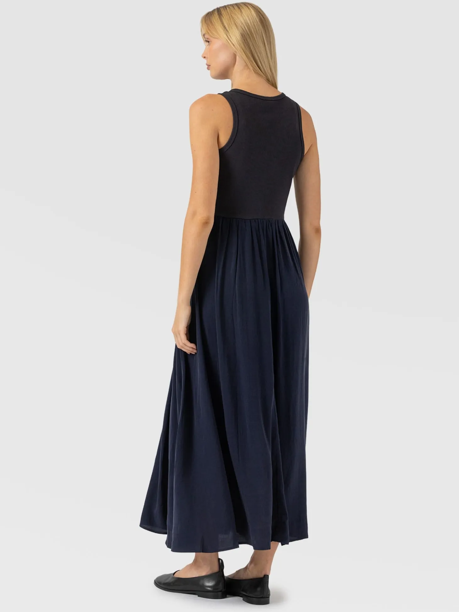 Renee Contrast Dress - Navy