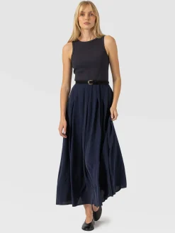 Renee Contrast Dress - Navy